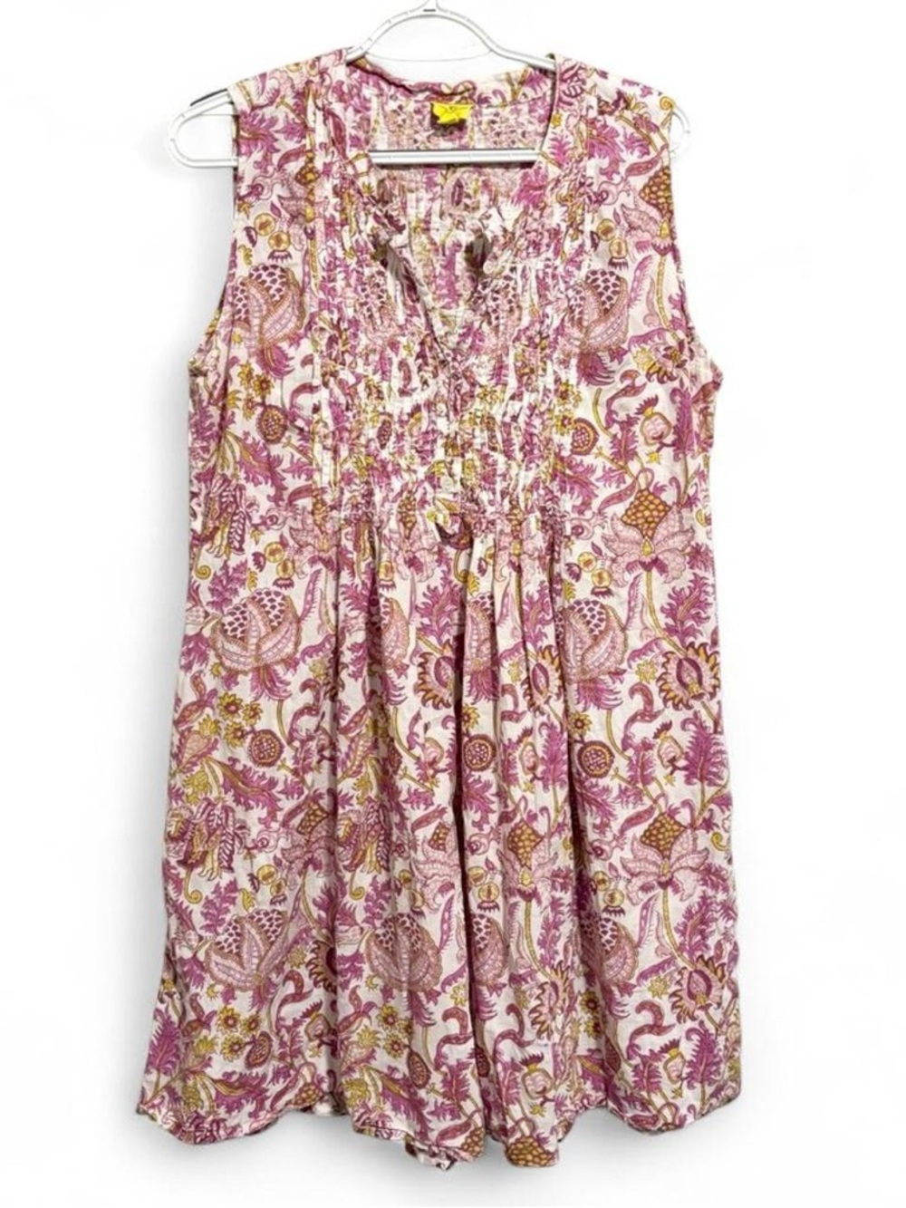 Roberta Roller Rabbit Pink Paisley Cotton Sleeveless Dress Size L